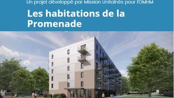 Cette maquette des habitations de la Promenade montre le bâtiment dans un paysage fictif.